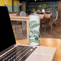 Polynesian Manta Ray Skinny Tumbler Green Floral Turtle Tattoo - Polynesian Pride