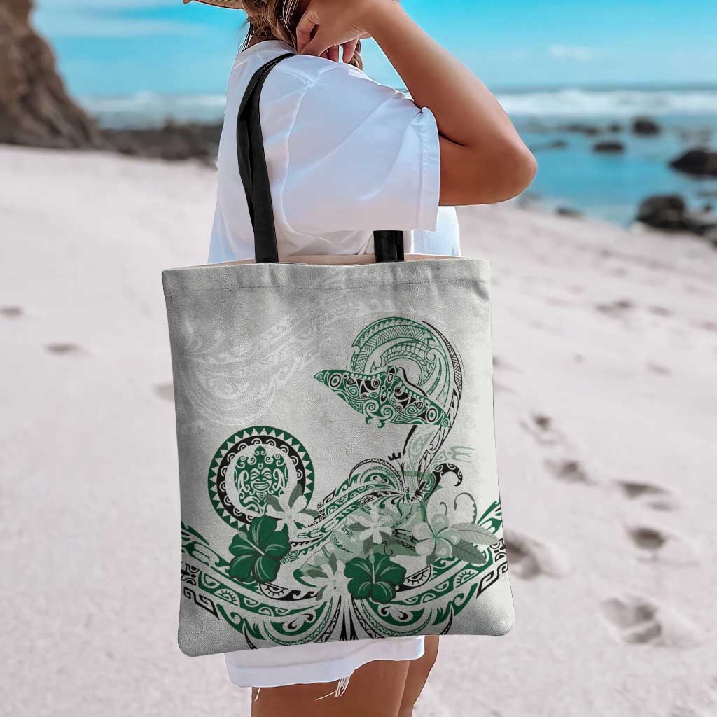 Polynesian Manta Ray Tote Bag Green Floral Turtle Tattoo LT9 - Polynesian Pride