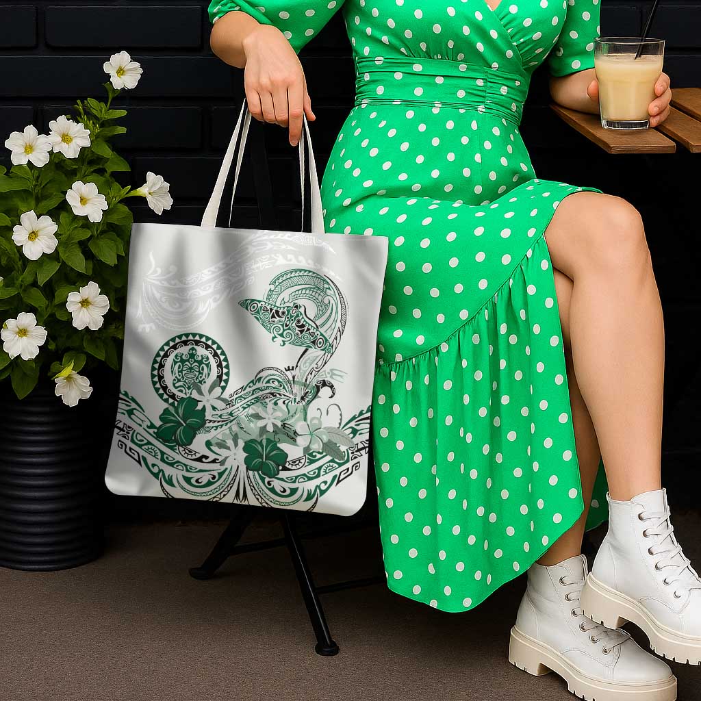 Polynesian Manta Ray Tote Bag Green Floral Turtle Tattoo LT9 - Polynesian Pride