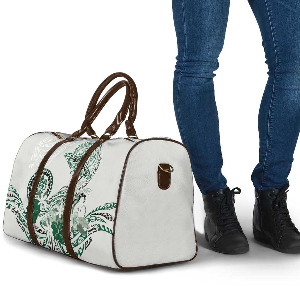 Polynesian Manta Ray Travel Bag Green Floral Turtle Tattoo - Polynesian Pride