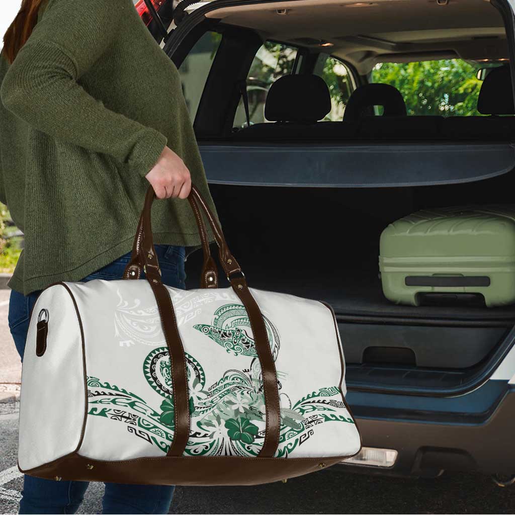 Polynesian Manta Ray Travel Bag Green Floral Turtle Tattoo - Polynesian Pride