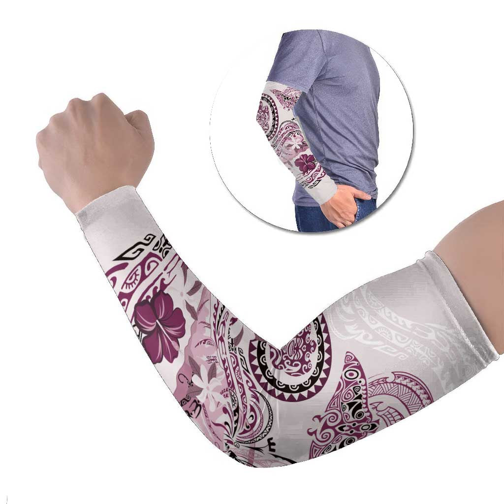 Polynesian Manta Ray Arm Sleeves Pink Floral Turtle Tattoo - Polynesian Pride