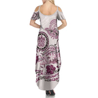 Polynesian Manta Ray Family Matching Summer Maxi Dress and Hawaiian Shirt Pink Floral Turtle Tattoo LT9 - Polynesian Pride