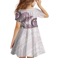 Polynesian Manta Ray Kid Short Sleeve Dress Pink Floral Turtle Tattoo - Polynesian Pride