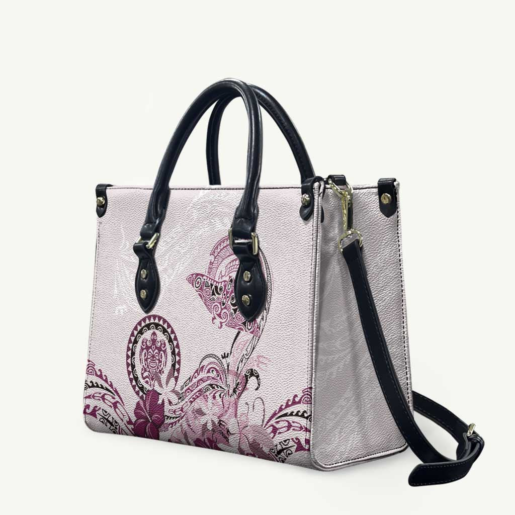 Polynesian Manta Ray Leather Bag Pink Floral Turtle Tattoo - Polynesian Pride