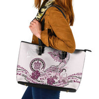 Polynesian Manta Ray Leather Tote Bag Pink Floral Turtle Tattoo - Polynesian Pride