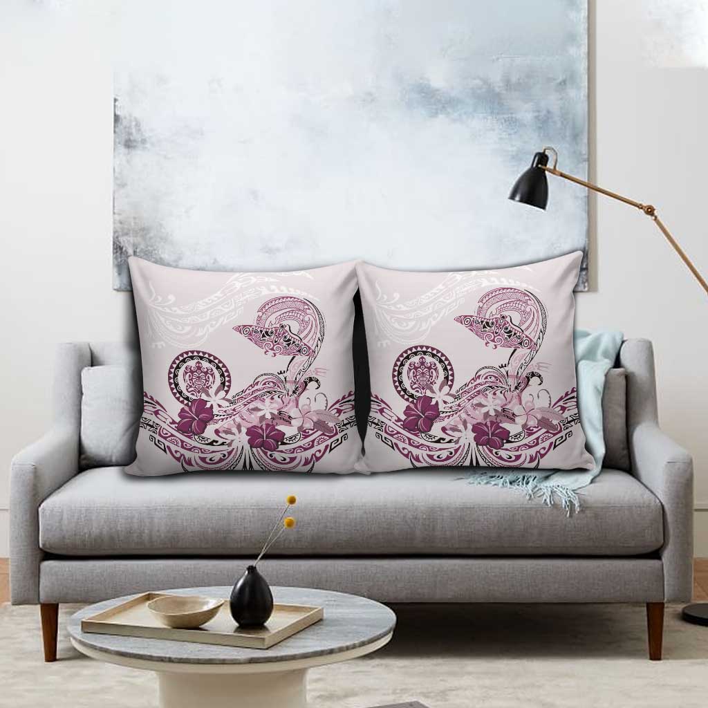 Polynesian Manta Ray Pillow Cover Pink Floral Turtle Tattoo LT9 - Polynesian Pride