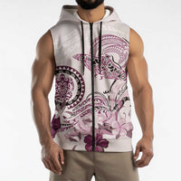 Polynesian Manta Ray Sleeveless Zip Hoodie Pink Floral Turtle Tattoo - Polynesian Pride