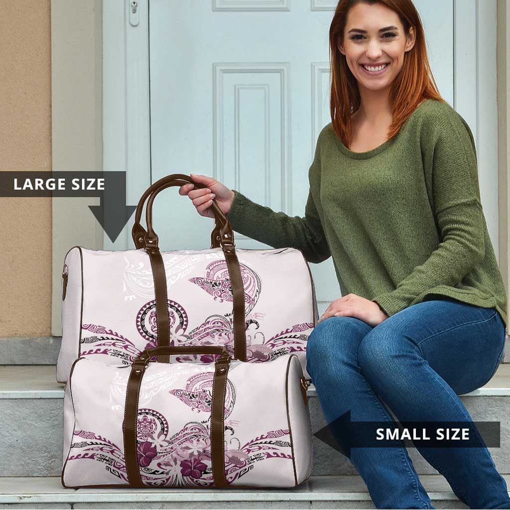 Polynesian Manta Ray Travel Bag Pink Floral Turtle Tattoo - Polynesian Pride