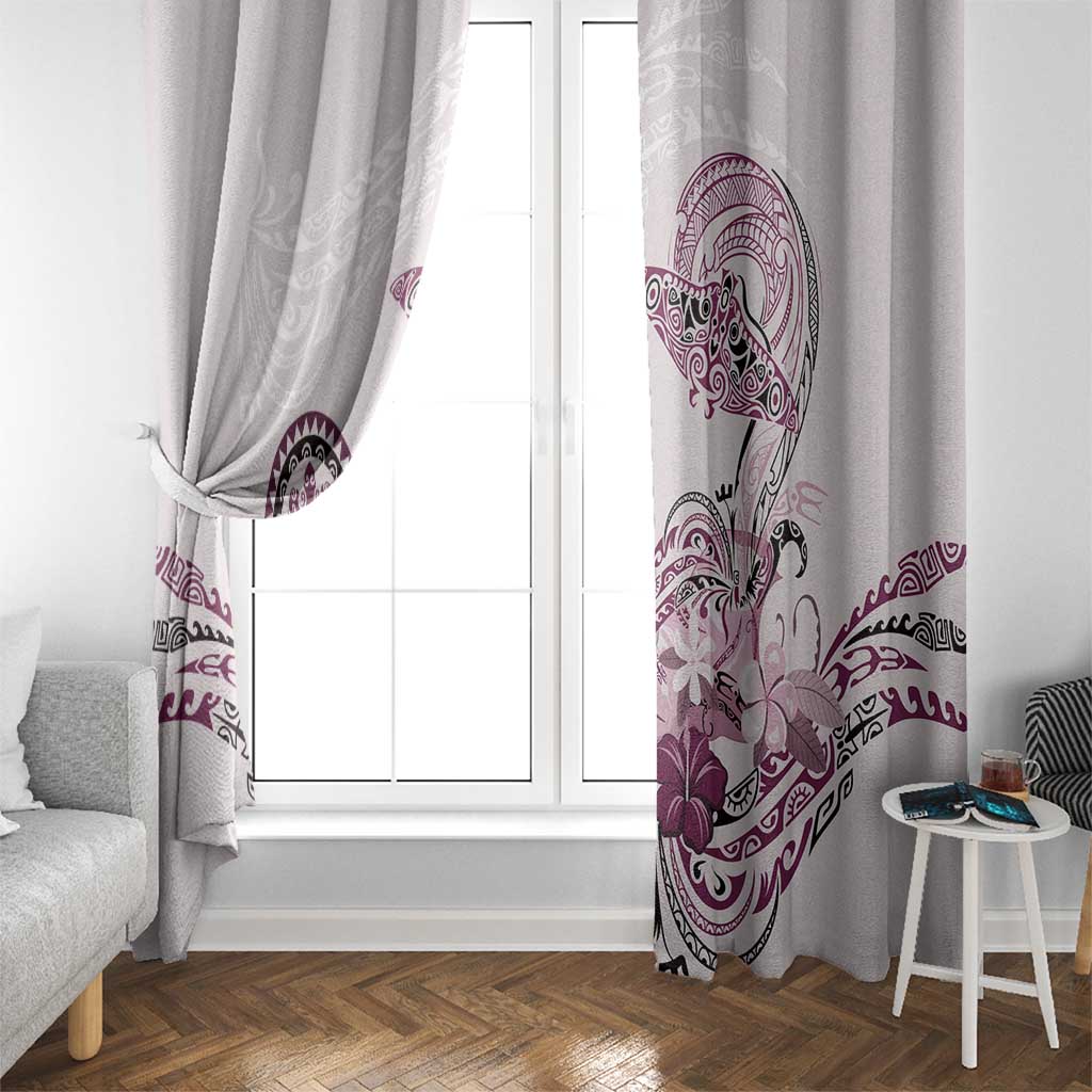 Polynesian Manta Ray Window Curtain Pink Floral Turtle Tattoo - Polynesian Pride