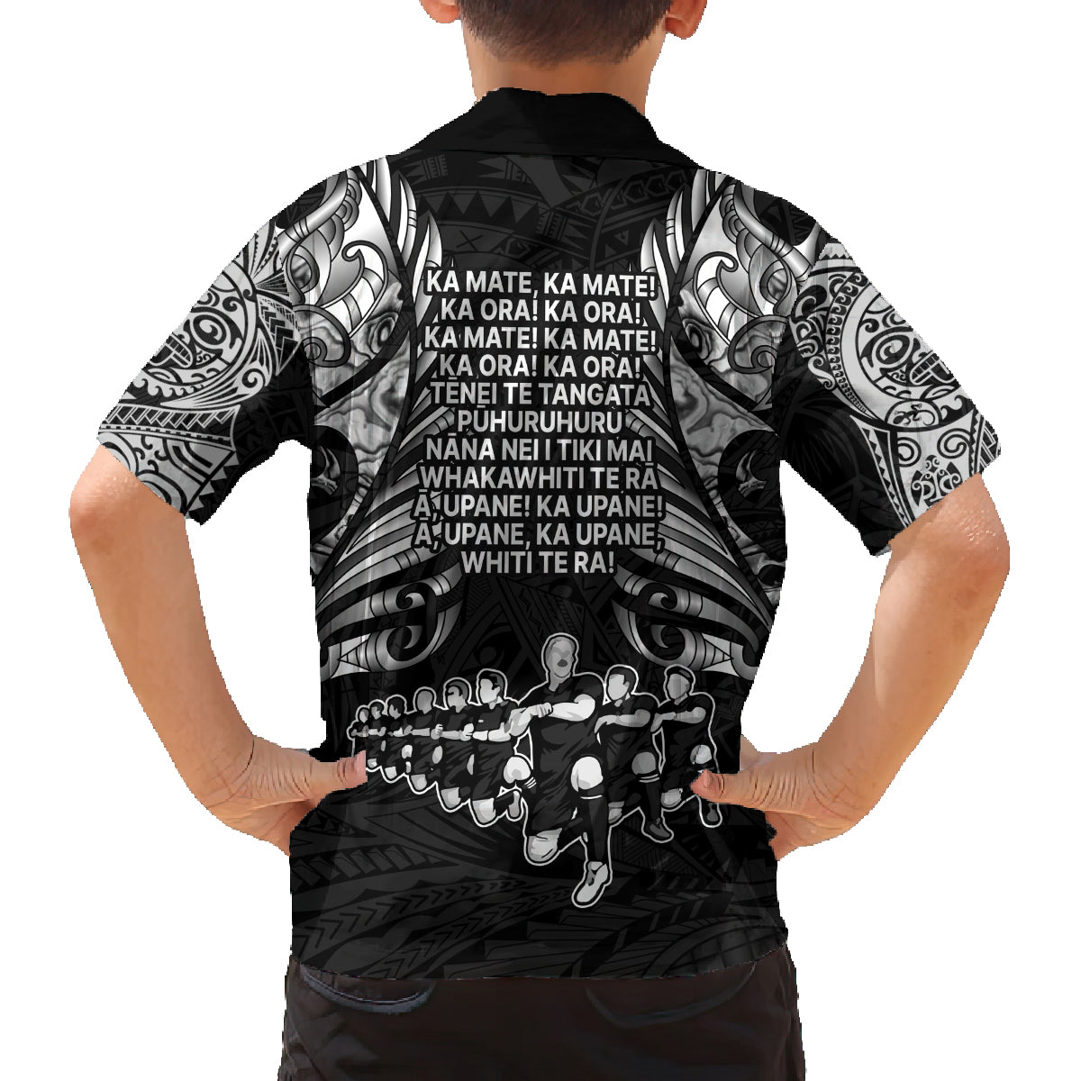 New Zealand Rugby Family Matching Long Sleeve Bodycon Dress and Hawaiian Shirt Black Haka Dance With NZ Champions History LT9 - Polynesian Pride