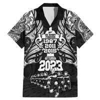 New Zealand Rugby Family Matching Mermaid Dress and Hawaiian Shirt Black Haka Dance With NZ Champions History LT9 Dad's Shirt - Short Sleeve Black - Polynesian Pride