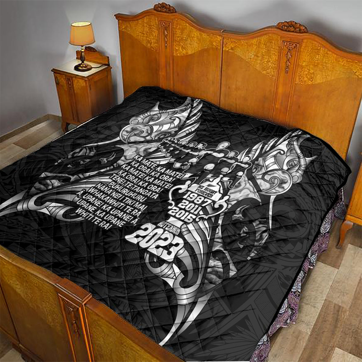 New Zealand Rugby Quilt Black Haka Dance With NZ Champions History LT9 - Polynesian Pride