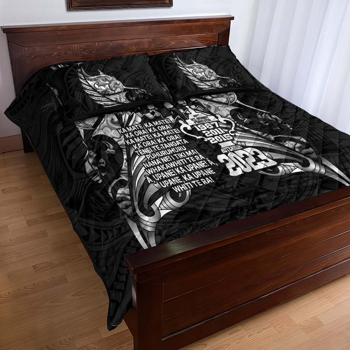 New Zealand Rugby Quilt Bed Set Black Haka Dance With NZ Champions History LT9 - Polynesian Pride