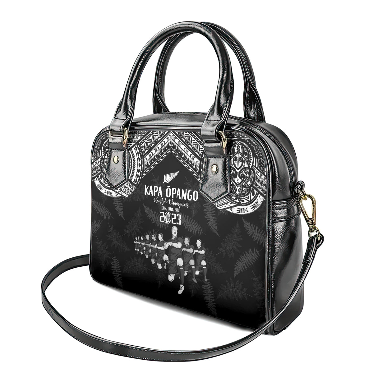 NZ Rugby Shoulder Handbag Kapa Opango Maori Haka With Years of The All Black Champions LT9 - Polynesian Pride