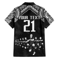 Custom NZ Rugby Family Matching Off Shoulder Maxi Dress and Hawaiian Shirt Kapa Opango Maori Haka With Years of The All Black Champions LT9 - Polynesian Pride
