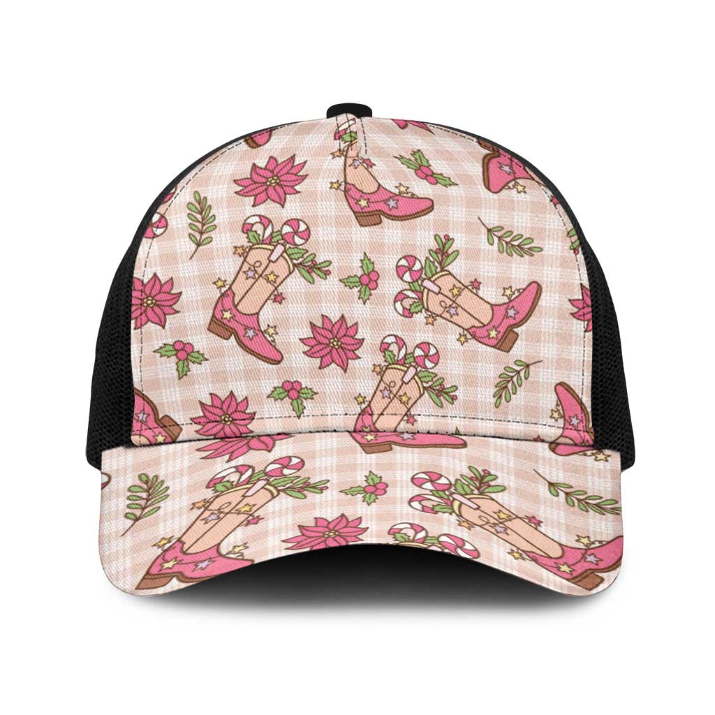 Beige Paniolo Palaka Hawaiian Cowgirl Christmas Baseball Net Cap - Polynesian Pride