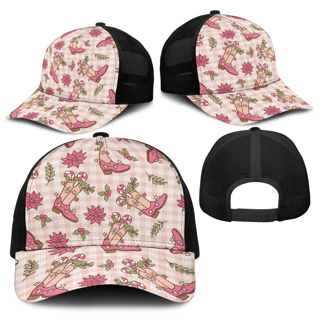 Beige Paniolo Palaka Hawaiian Cowgirl Christmas Baseball Net Cap - Polynesian Pride