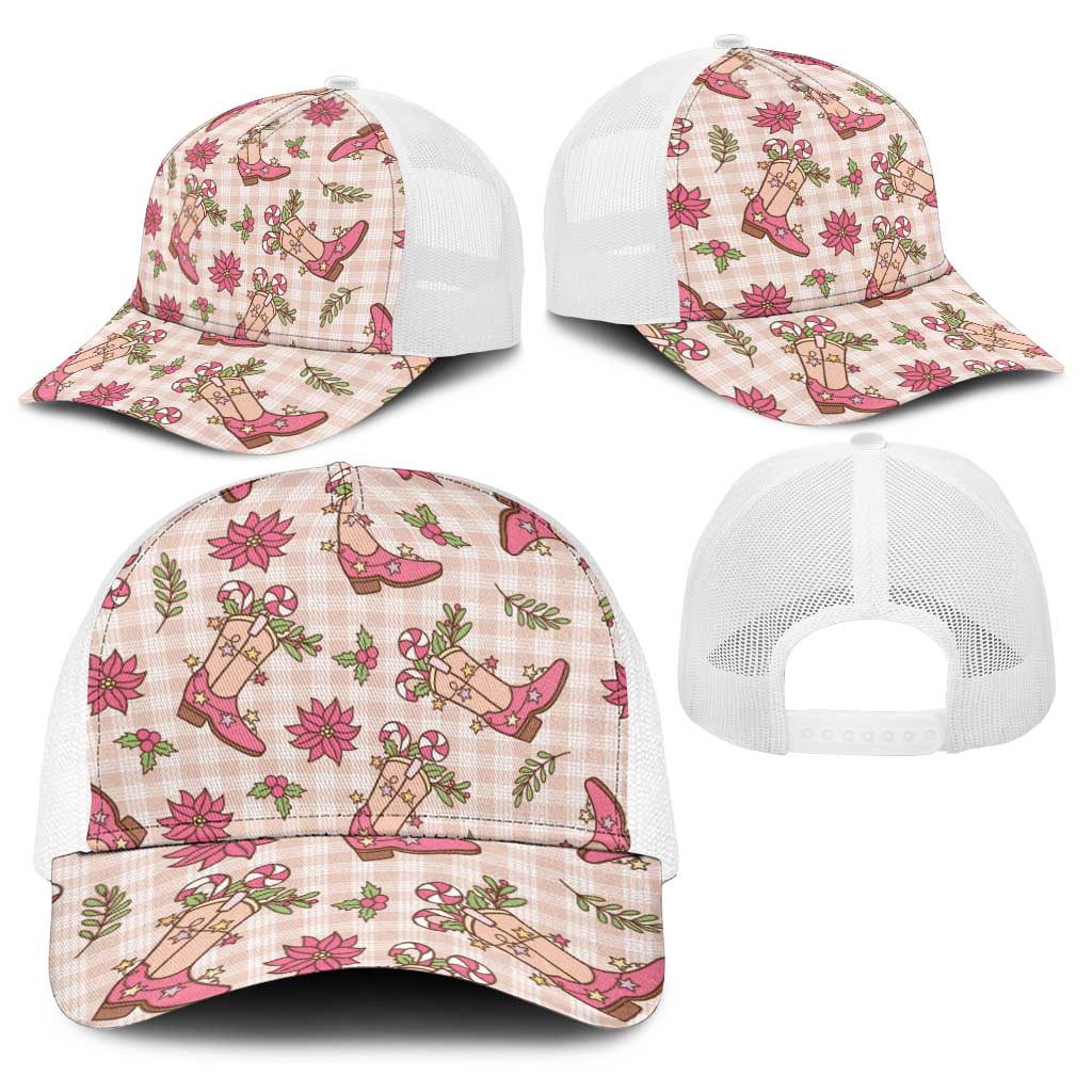 Beige Paniolo Palaka Hawaiian Cowgirl Christmas Baseball Net Cap - Polynesian Pride