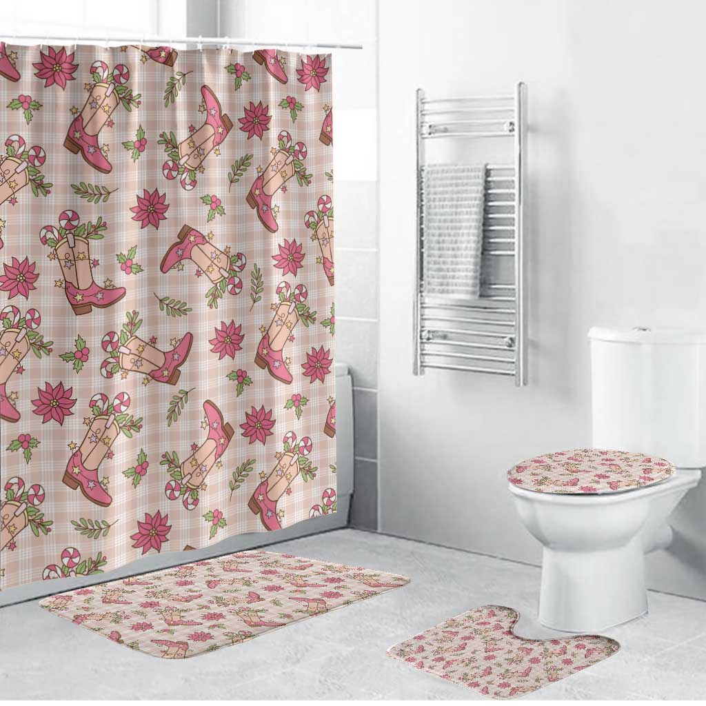 Beige Paniolo Palaka Hawaiian Cowgirl Christmas Bathroom Set - Polynesian Pride