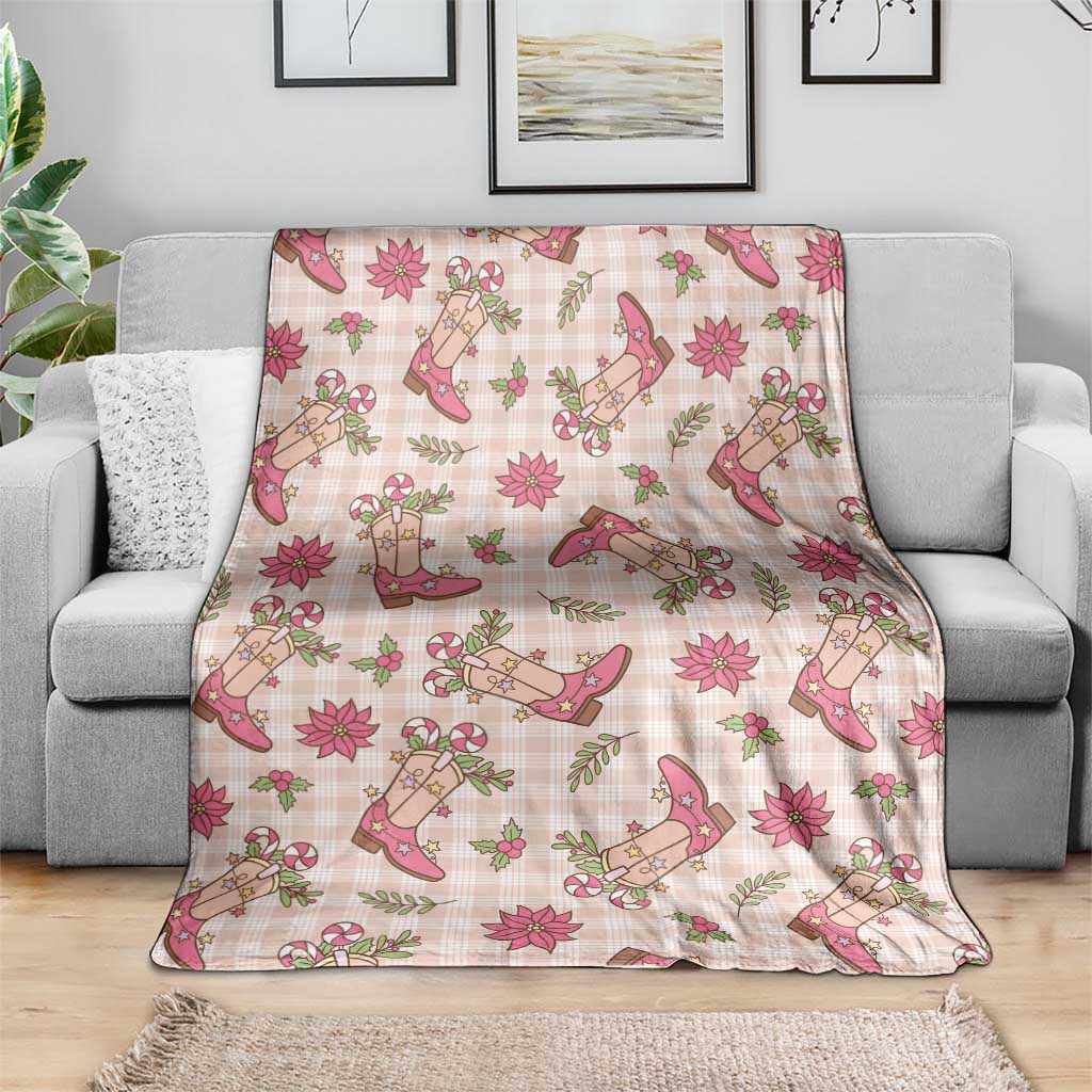 Beige Paniolo Palaka Hawaiian Cowgirl Christmas Blanket - Polynesian Pride