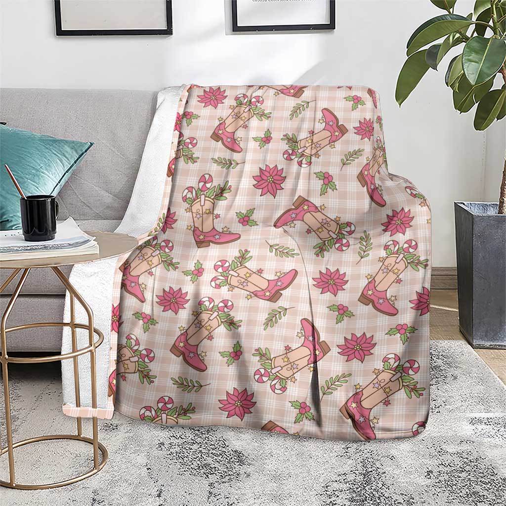 Beige Paniolo Palaka Hawaiian Cowgirl Christmas Blanket - Polynesian Pride