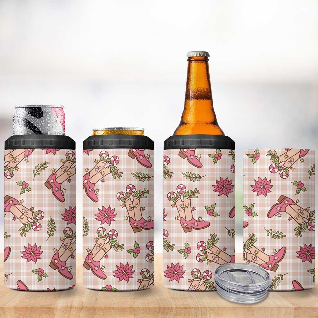 Beige Paniolo Palaka Hawaiian Cowgirl Christmas 4 in 1 Can Cooler Tumbler LT9 - Polynesian Pride