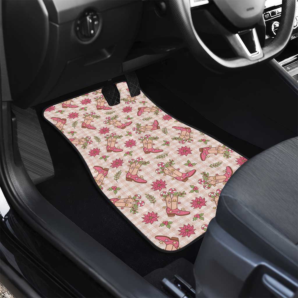 Beige Paniolo Palaka Hawaiian Cowgirl Christmas Car Mats - Polynesian Pride