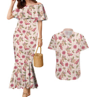 Beige Paniolo Palaka Hawaiian Cowgirl Christmas Couples Matching Mermaid Dress and Hawaiian Shirt LT9 Beige - Polynesian Pride