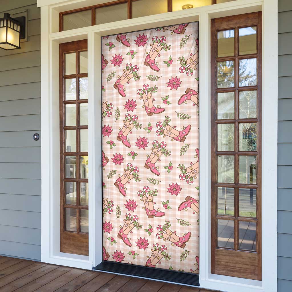 Beige Paniolo Palaka Hawaiian Cowgirl Christmas Door Cover LT9 - Polynesian Pride
