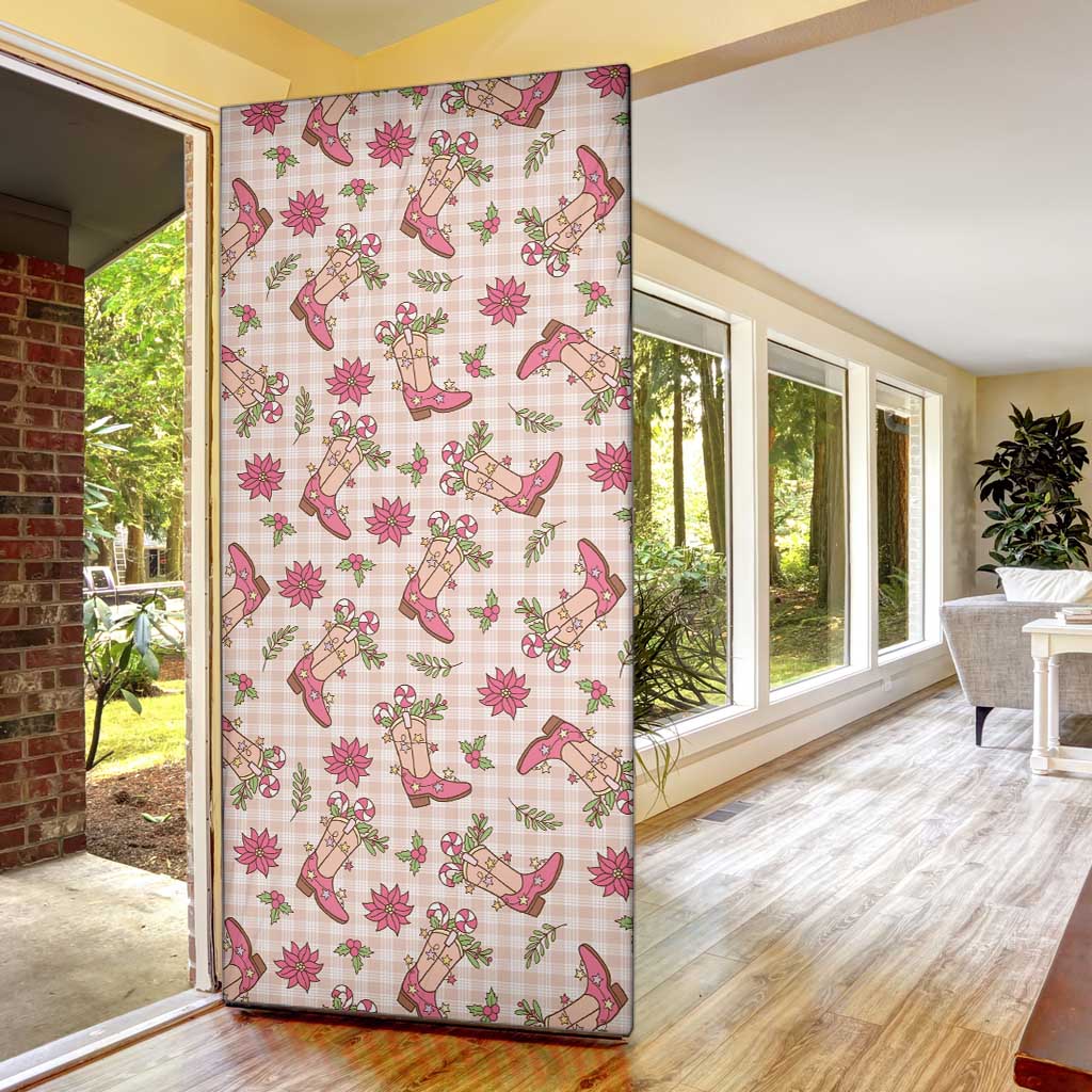 Beige Paniolo Palaka Hawaiian Cowgirl Christmas Door Cover LT9 - Polynesian Pride