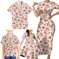 Beige Paniolo Palaka Hawaiian Cowgirl Christmas Family Matching Short Sleeve Bodycon Dress and Hawaiian Shirt LT9 - Polynesian Pride