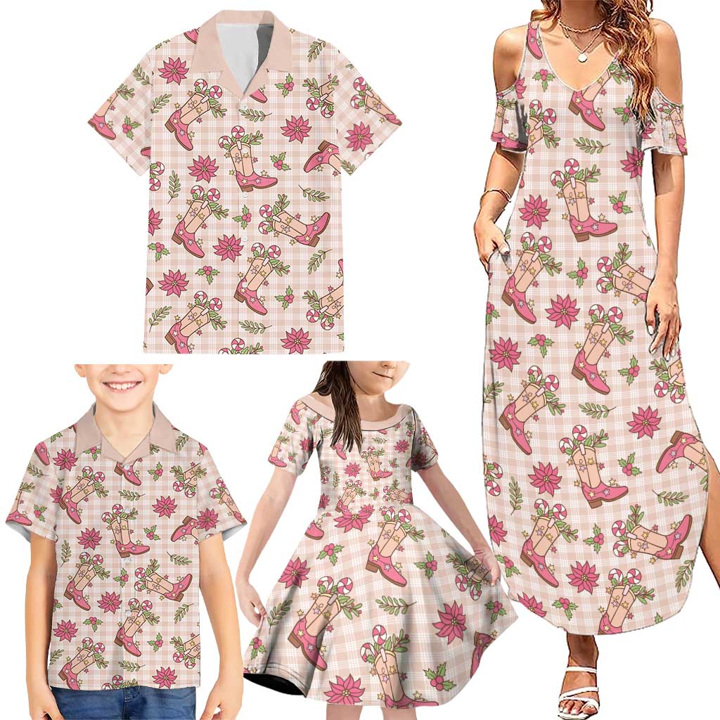 Beige Paniolo Palaka Hawaiian Cowgirl Christmas Family Matching Summer Maxi Dress and Hawaiian Shirt LT9 - Polynesian Pride