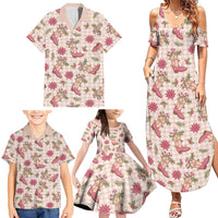 Beige Paniolo Palaka Hawaiian Cowgirl Christmas Family Matching Summer Maxi Dress and Hawaiian Shirt LT9 - Polynesian Pride