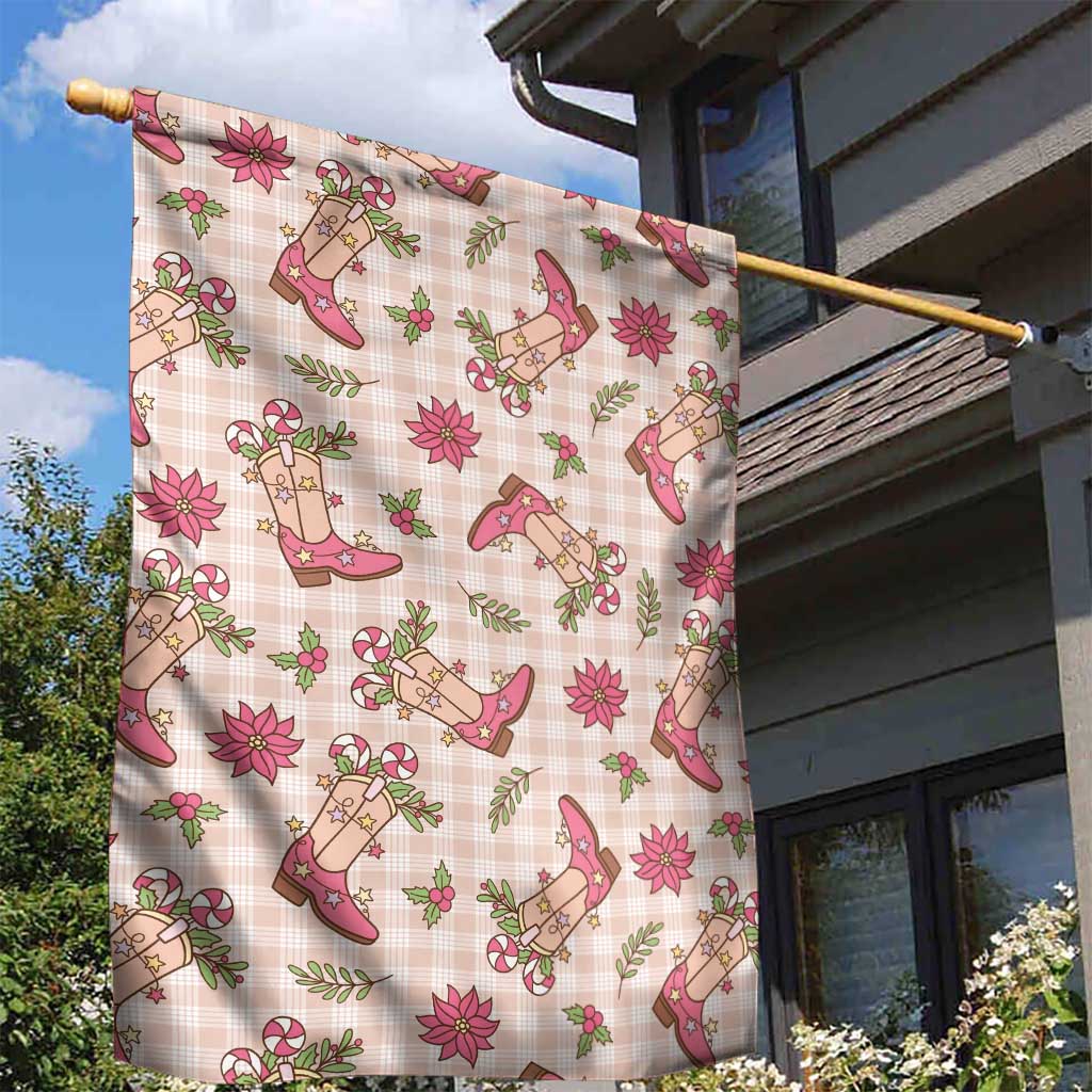 Beige Paniolo Palaka Hawaiian Cowgirl Christmas Garden Flag - Polynesian Pride