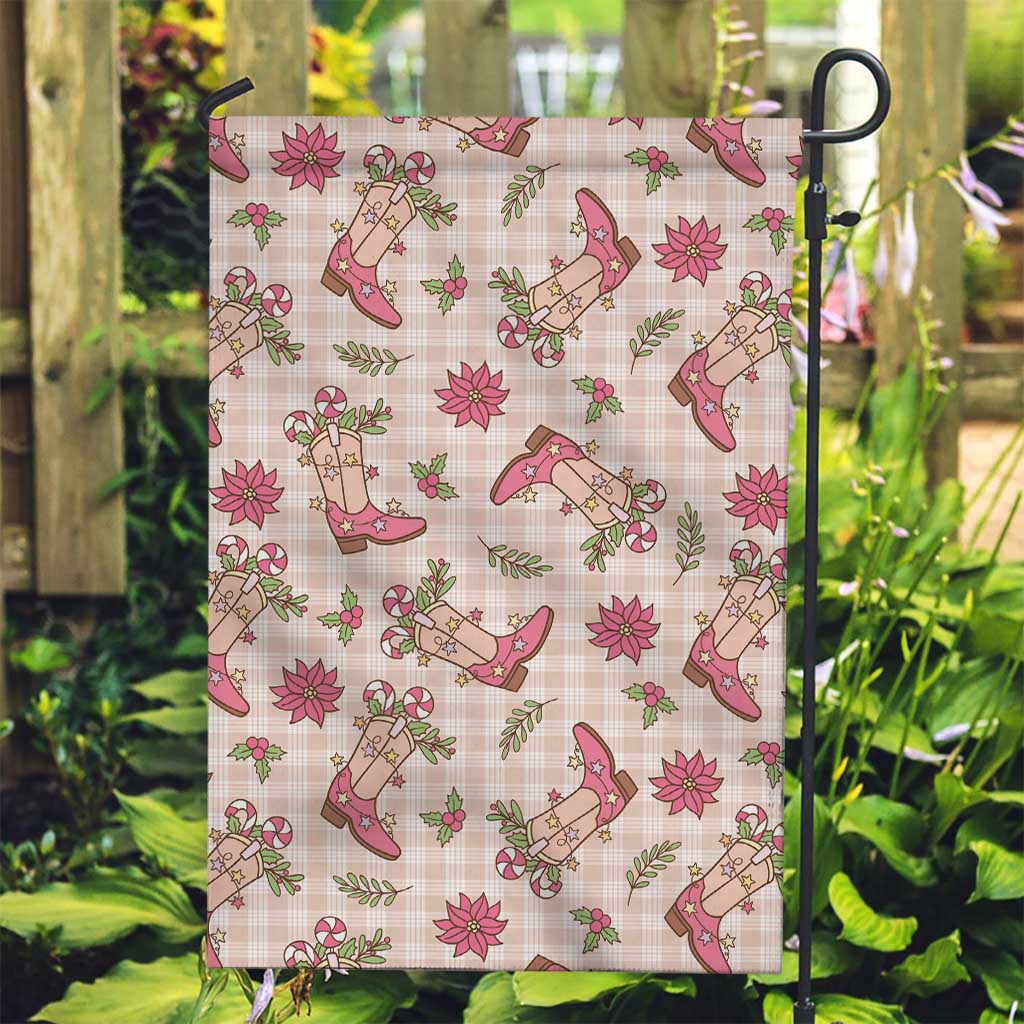 Beige Paniolo Palaka Hawaiian Cowgirl Christmas Garden Flag - Polynesian Pride