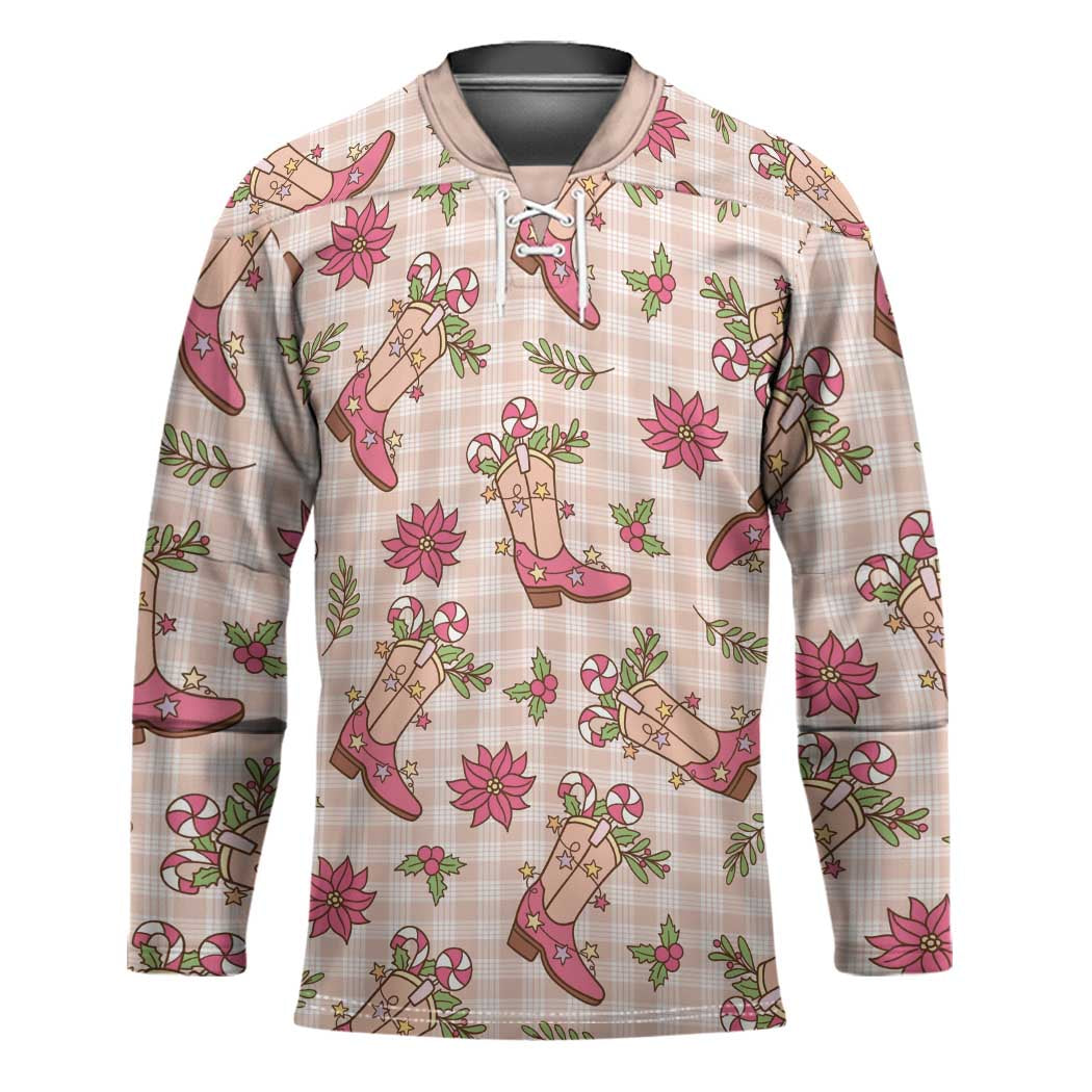 Beige Paniolo Palaka Hawaiian Cowgirl Christmas Hockey Jersey - Polynesian Pride
