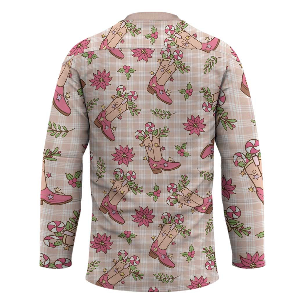 Beige Paniolo Palaka Hawaiian Cowgirl Christmas Hockey Jersey LT9 - Polynesian Pride