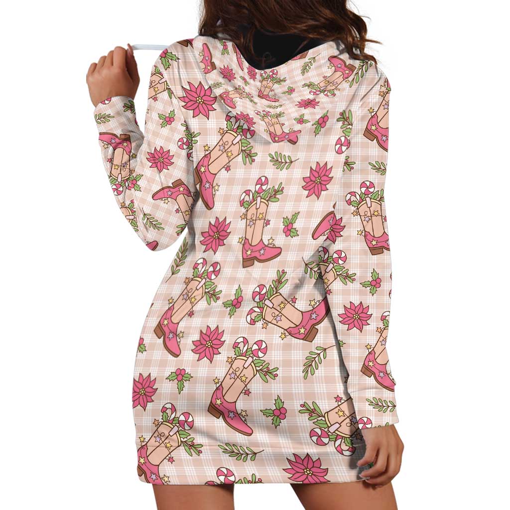 Beige Paniolo Palaka Hawaiian Cowgirl Christmas Hoodie Dress LT9 - Polynesian Pride