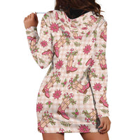 Beige Paniolo Palaka Hawaiian Cowgirl Christmas Hoodie Dress LT9 - Polynesian Pride