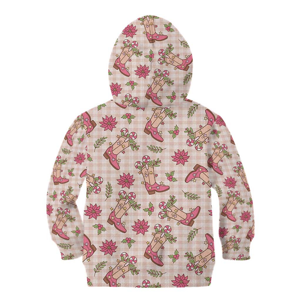 Beige Paniolo Palaka Hawaiian Cowgirl Christmas Kid Hoodie - Polynesian Pride