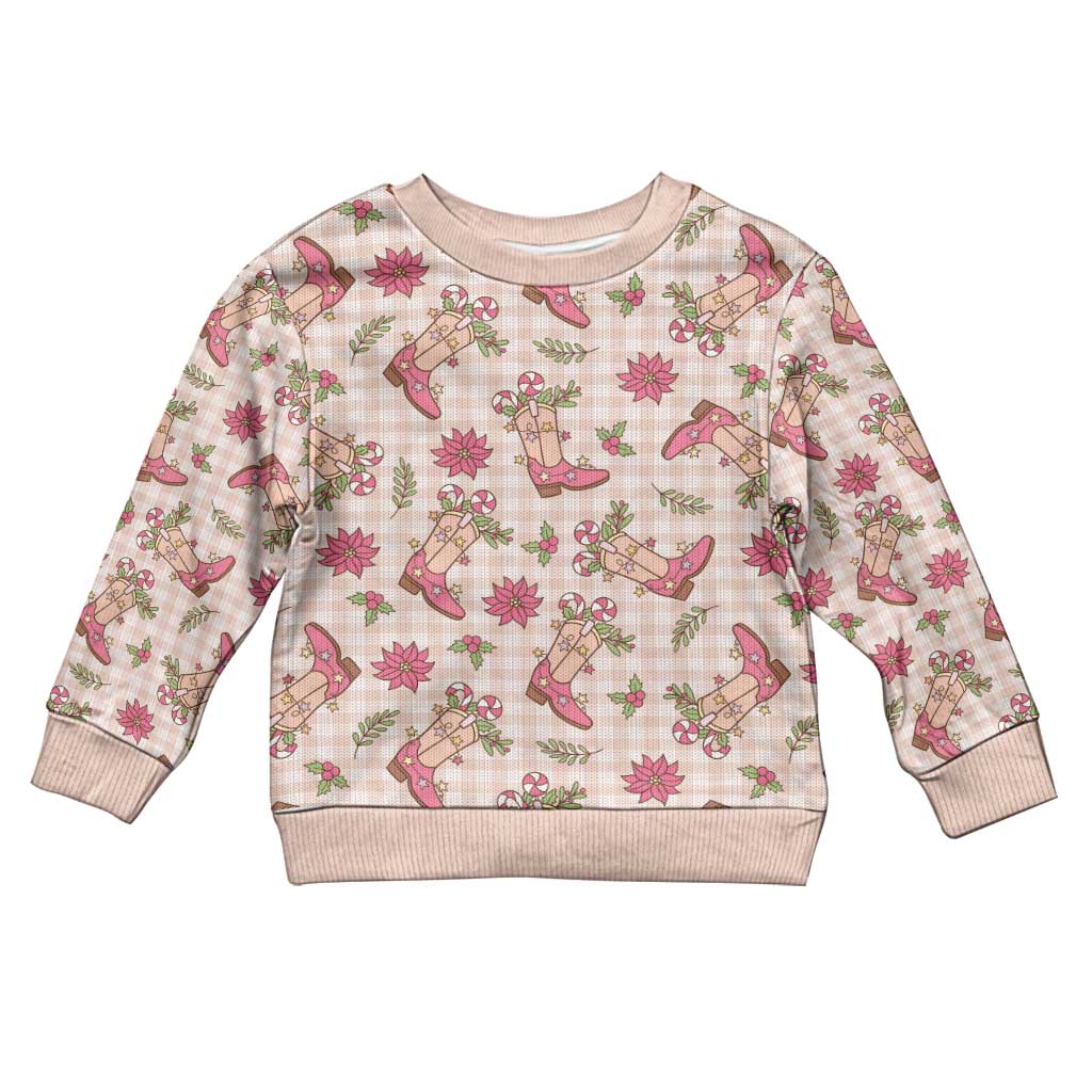 Beige Paniolo Palaka Hawaiian Cowgirl Christmas Kid Ugly Christmas Sweater - Polynesian Pride