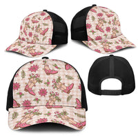 Beige Paniolo Palaka Hawaiian Cowgirl Christmas Mesh Trucker Cap - Polynesian Pride