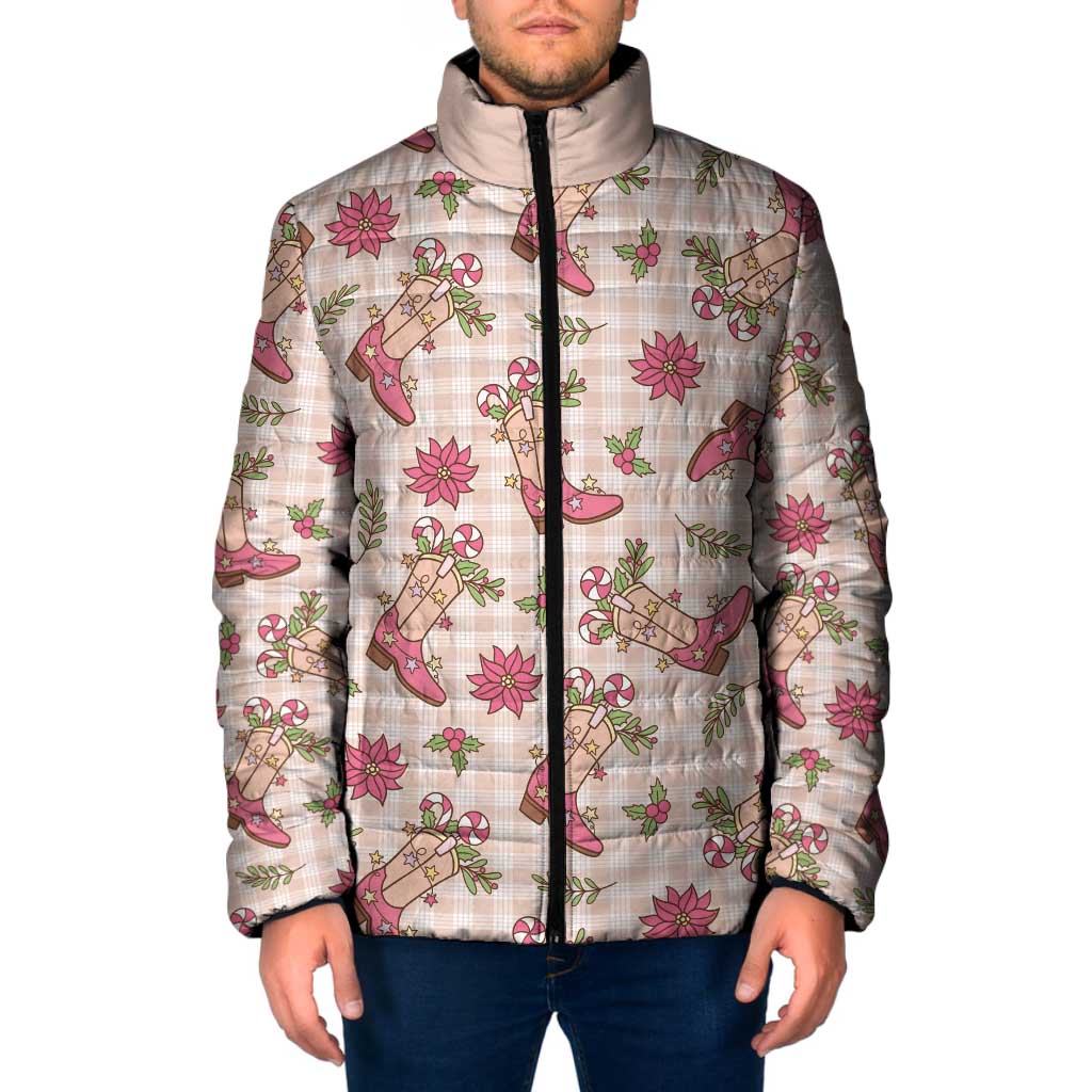 Beige Paniolo Palaka Hawaiian Cowgirl Christmas Padded Jacket - Polynesian Pride
