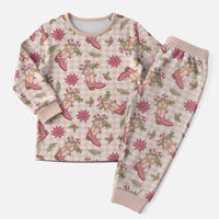 Beige Paniolo Palaka Hawaiian Cowgirl Christmas Pajama Set LT9 Men Beige - Polynesian Pride