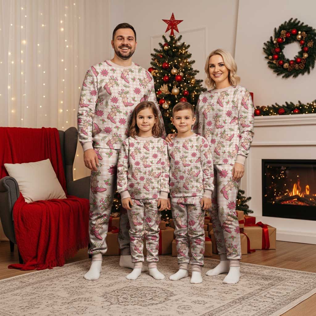 Beige Paniolo Palaka Hawaiian Cowgirl Christmas Pajama Set LT9 - Polynesian Pride