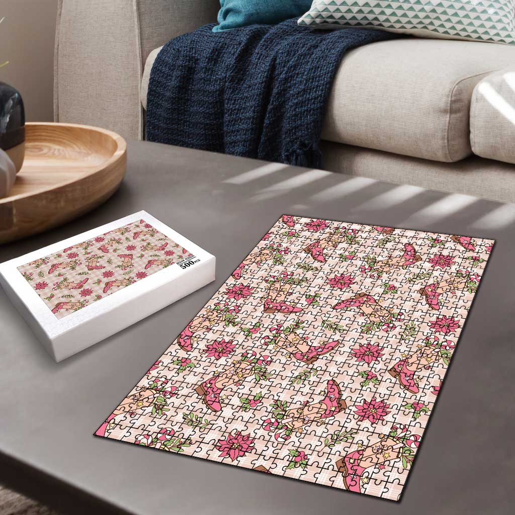 Beige Paniolo Palaka Hawaiian Cowgirl Christmas Puzzle - Polynesian Pride