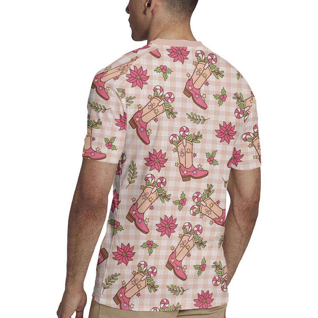 Beige Paniolo Palaka Hawaiian Cowgirl Christmas Rugby Jersey - Polynesian Pride