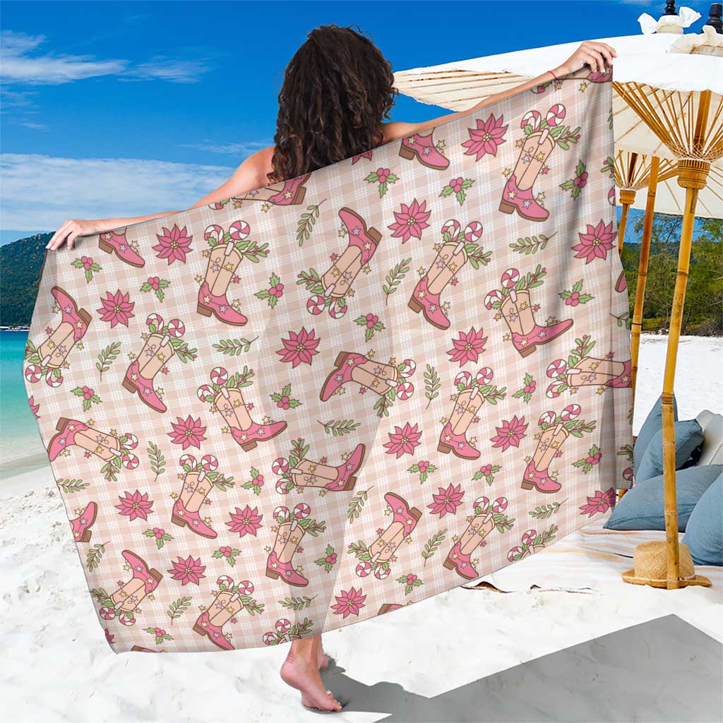 Beige Paniolo Palaka Hawaiian Cowgirl Christmas Sarong - Polynesian Pride