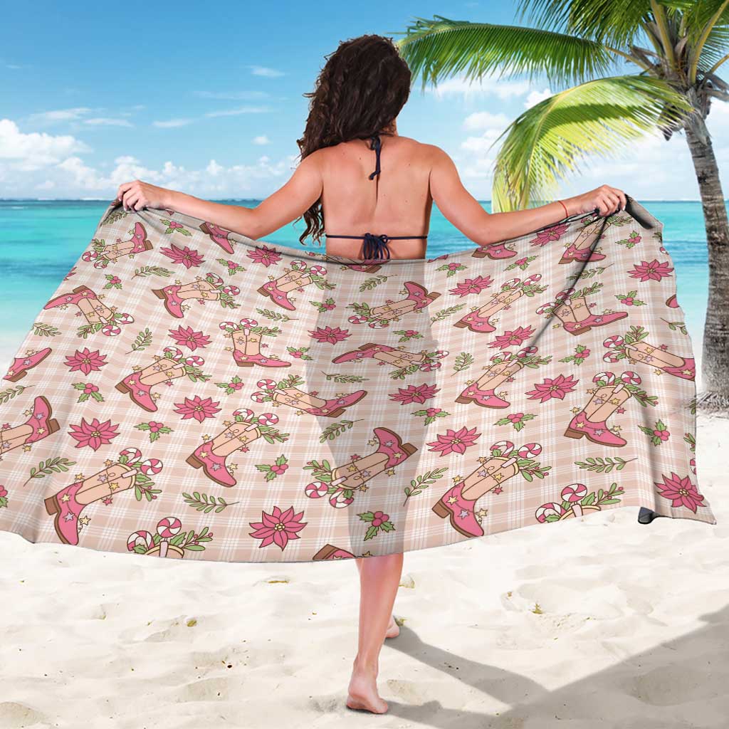 Beige Paniolo Palaka Hawaiian Cowgirl Christmas Sarong - Polynesian Pride